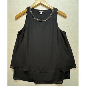 Juicy Couture Women's Embellished Tank Top Stretch Size Small Black Sleeveless